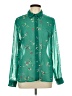 Covington 100% Polyester Floral Green Teal Long Sleeve Blouse Size L - photo 1