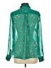Covington 100% Polyester Floral Green Teal Long Sleeve Blouse Size L - photo 2