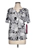 Teez-Her 100% Polyester Silver Short Sleeve Blouse Size L - photo 1