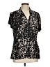 Unbranded Animal Print Black Short Sleeve Blouse Size M (estimated) - photo 1