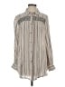 Floreat 100% Rayon Stripes Silver Long Sleeve Blouse Size S - photo 1