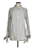 Shilla 100% Cotton Stripes Ivory Long Sleeve Blouse Size M - photo 1