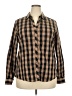 Foxcroft Plaid Brown Long Sleeve Button-Down Shirt Size 18 - photo 1