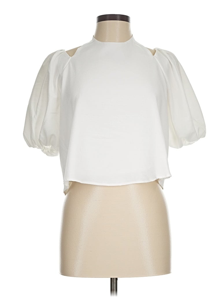 Pre-owned Astr Short Sleeve Blouse In White