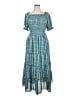 Max Studio 100% Polyester Checkered-gingham Teal Casual Dress Size XL - photo 1