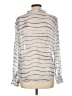 Bella Dahl 100% Rayon Stripes Silver Long Sleeve Blouse Size L - photo 2