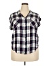 Jachs Girlfriend 100% Rayon Plaid Blue Short Sleeve Blouse Size XXL - photo 1