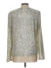 CeCe Metallic Silver Long Sleeve Blouse Size L - photo 2