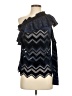 Self-Portrait Blue Zig Zag Velvet Blouse Size 4 - photo 1