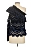 Self-Portrait Blue Zig Zag Velvet Blouse Size 4 - photo 2