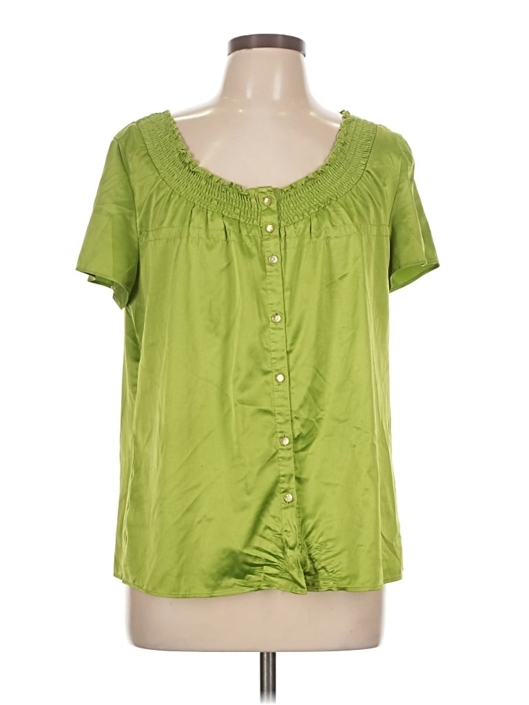 Pre-owned Spense Short Sleeve Blouse In Green