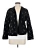 Eileen Fisher 100% Cotton Chevron-herringbone Black Blazer Size M - photo 1