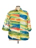 Alia Color Block Green 3/4 Sleeve Button-Down Shirt Size 20W - photo 1
