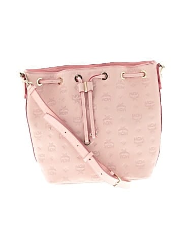 MCM Monogram Leather Essential Drawstring Bucket Bag (view 1)