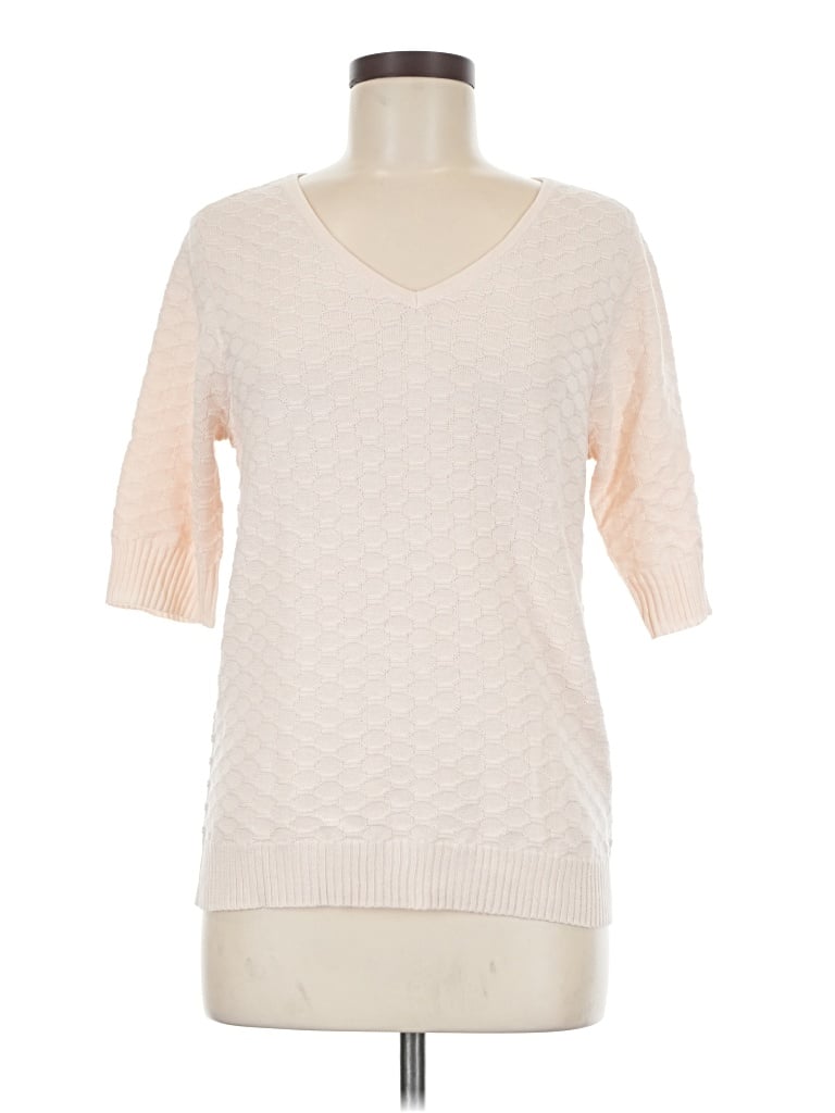 Pre-owned Ella Moss 3/4 Sleeve Top Ivory V-neck Tops