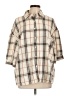 Shein Plaid Tan 3/4 Sleeve Blouse Size L - photo 1