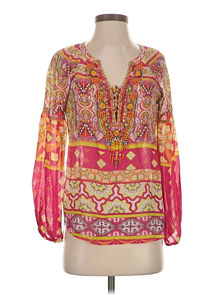 Pre-owned Hale Bob 3/4 Sleeve Blouse In Pink