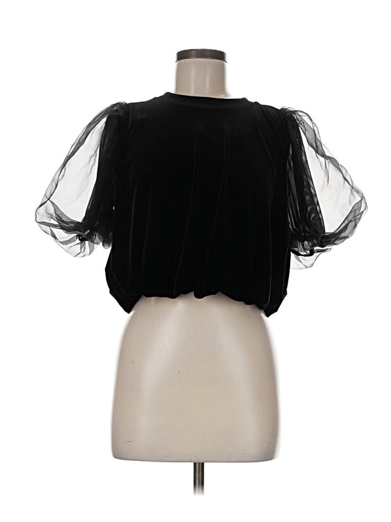 Pre-owned Maeve Short Sleeve Blouse In Black