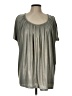 Kenar Metallic Silver Short Sleeve Blouse Size L - photo 1