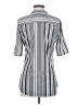 Eden & Olivia 100% Polyester Stripes Silver Short Sleeve Blouse Size S - photo 2