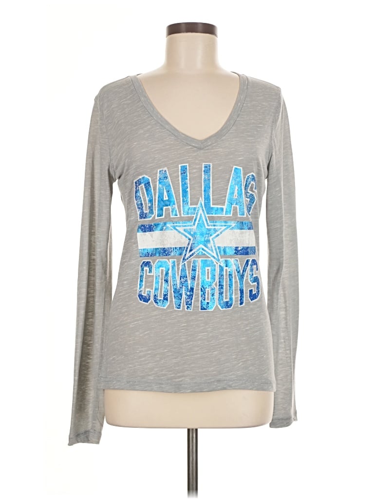 DALLAS COWBOYS Long Sleeve T-Shirt: Gray Tops – Size Medium