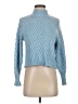 Sincerely Jules Chevron-herringbone Blue Turtleneck Sweater Size S - photo 1