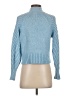 Sincerely Jules Chevron-herringbone Blue Turtleneck Sweater Size S - photo 2