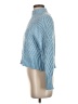 Sincerely Jules Chevron-herringbone Blue Turtleneck Sweater Size S - photo 5