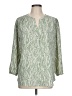 Monday Fun 100% Polyester Print Green 3/4 Sleeve Blouse Size L - photo 1