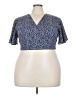 Unbranded Print Blue Short Sleeve Blouse Size 3X (estimated) - photo 1