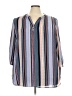 Cure 100% Polyester Stripes Blue 3/4 Sleeve Blouse Size 3X - photo 1