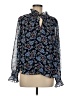 Ann Taylor LOFT 100% Polyester Floral Blue Long Sleeve Blouse Size M - photo 1