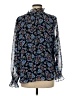 Ann Taylor LOFT 100% Polyester Floral Blue Long Sleeve Blouse Size M - photo 2