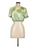 Topshop 100% Polyester Tie-dye Green Short Sleeve Blouse Size 10 - photo 1