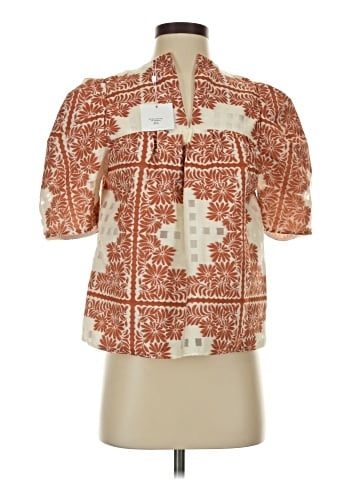 Lavender Brown Short Sleeve Blouse (view 1)