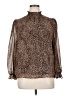 1.State 100% Polyester Animal Print Brown Long Sleeve Blouse Size XL - photo 1