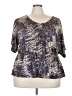 Attitude Unknown Metallic Silver Short Sleeve Blouse Size 3X - photo 1