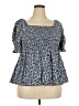 Unbranded 100% Polyester Blue Short Sleeve Blouse Size 3X - photo 1