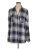 Tinsel Plaid Blue Long Sleeve Button-Down Shirt Size M - photo 1