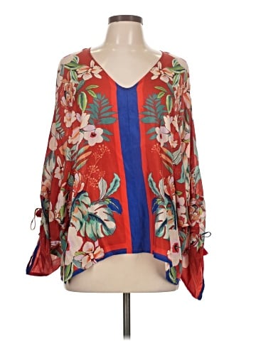 Johnny Was 3/4 Sleeve Silk Top (view 1)