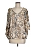 Chico's Animal Print Tan 3/4 Sleeve Blouse Size Med (1) - photo 1