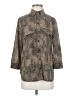Fred David Animal Print Brown 3/4 Sleeve Button-Down Shirt Size S - photo 1