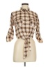 Speed Limit MPH 100% Polyester Plaid Tan 3/4 Sleeve Blouse Size M - photo 1