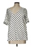 Everly 100% Polyester Polka Dots Silver Short Sleeve Blouse Size L - photo 1
