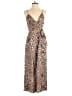 Aqua 100% Polyester Animal Print Brown Jumpsuit Size S - photo 1
