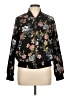 Pink Rose 100% Polyester Floral Black Jacket Size L - photo 1