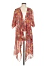 Lularoe 100% Polyester Floral Pink Red Kimono Size M - photo 1