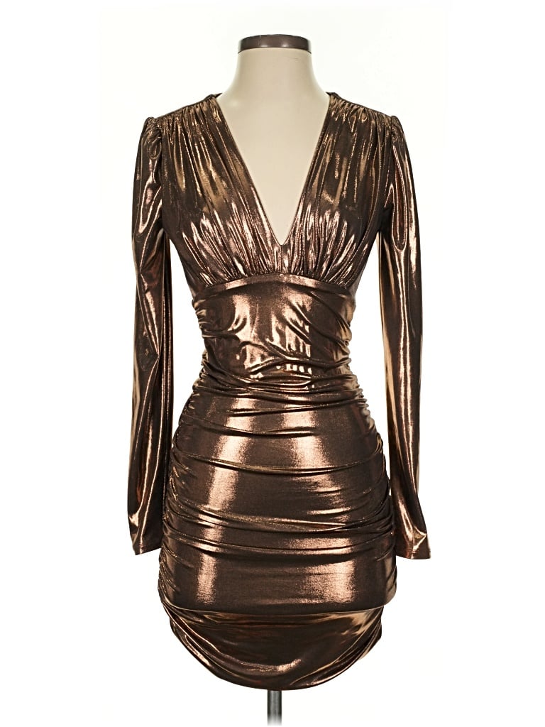 Pre-owned Bcbgmaxazria Cocktail Dress In Gold