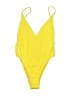 Zara Solid Yellow One Piece Swimsuit Size S - photo 1