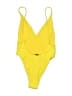 Zara Solid Yellow One Piece Swimsuit Size S - photo 2